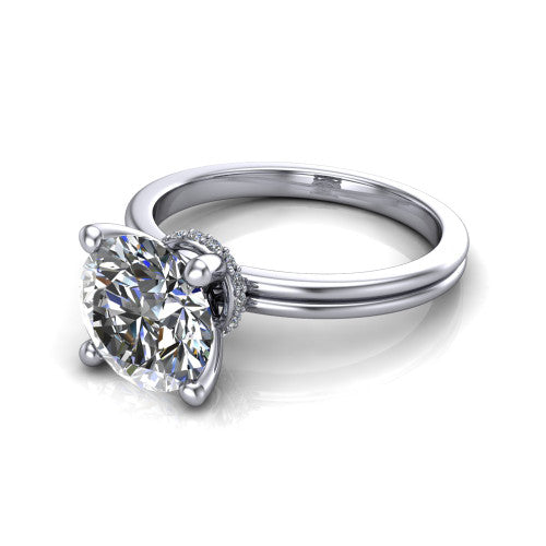 Thea Round Shape Classic Engagement Ring in Platinum