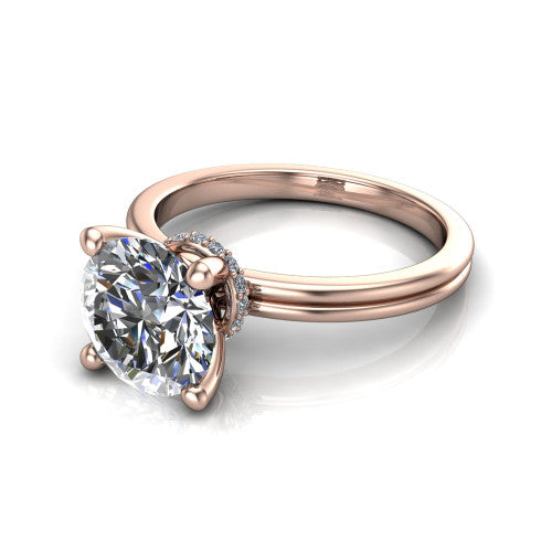 Thea Round Shape Classic Engagement Ring in 18K Rose Gold