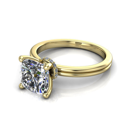 Thea Cushion Shape Classic Engagement Ring in 14K Yellow Gold