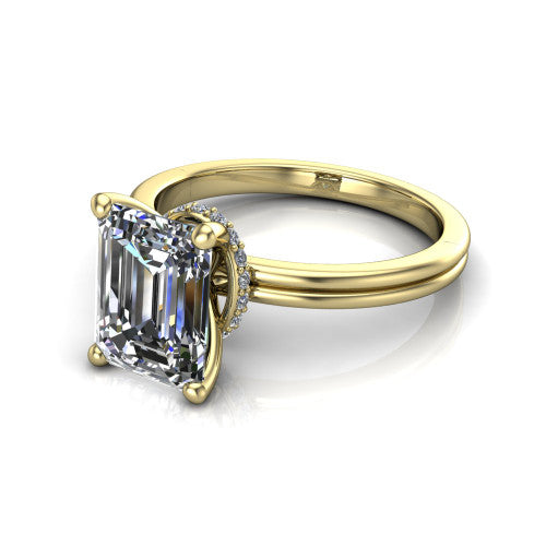 Thea Emerald Shape Classic Engagement Ring in 18K Yellow Gold