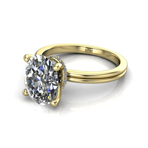 Thea Oval Shape Classic Engagement Ring in 18K Yellow Gold