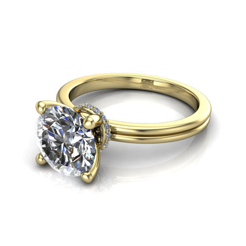 Thea Round Shape Classic Engagement Ring in 14K Yellow Gold