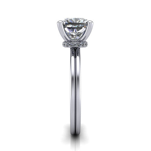 Thea Cushion Shape Classic Engagement Ring in 18K White Gold