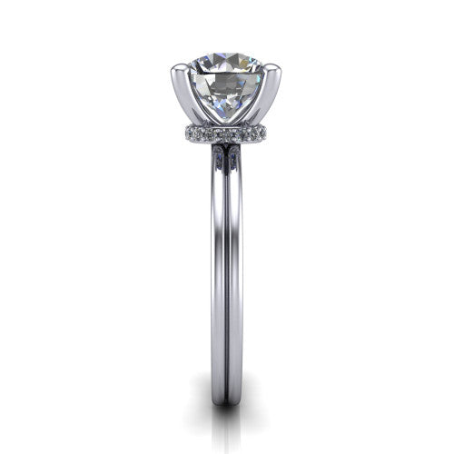 Thea Round Shape Classic Engagement Ring in 18K White Gold