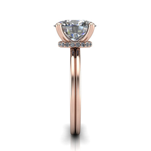 Thea Oval Shape Classic Engagement Ring in 14K Rose Gold