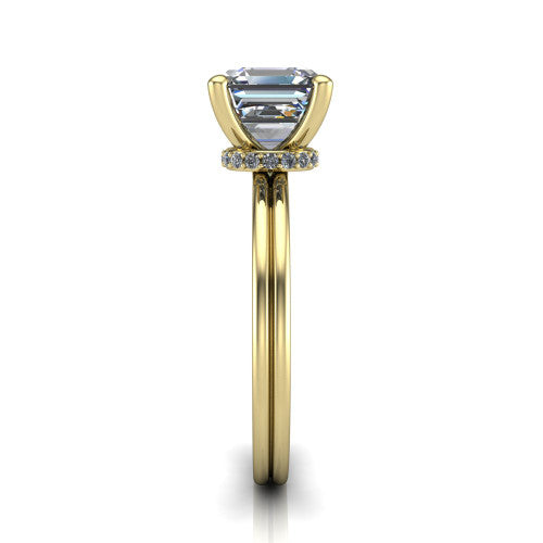 Thea Square Emerald Shape Classic Engagement Ring in 14K Yellow Gold