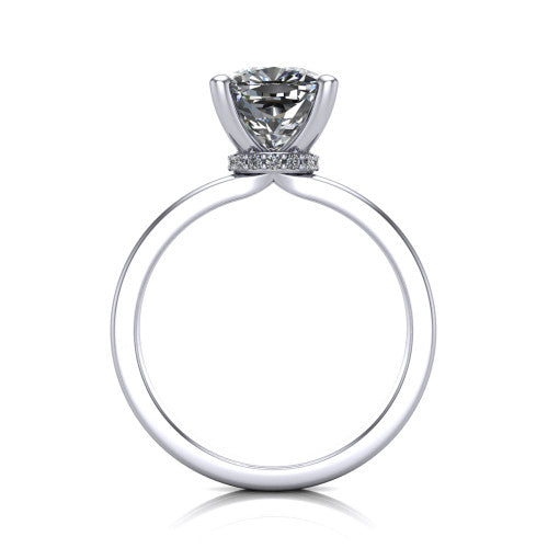 Thea Cushion Shape Classic Engagement Ring in Platinum