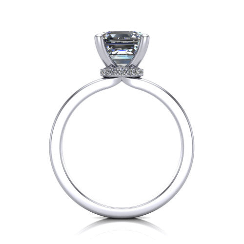 Thea Square Emerald Shape Classic Engagement Ring in Platinum