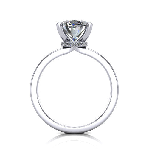 Thea Oval Shape Classic Engagement Ring in 14K White Gold