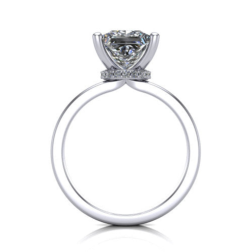 Thea Princess Shape Classic Engagement Ring in 14K White Gold