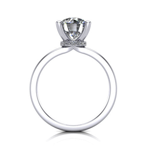 Thea Round Shape Classic Engagement Ring in 14K White Gold