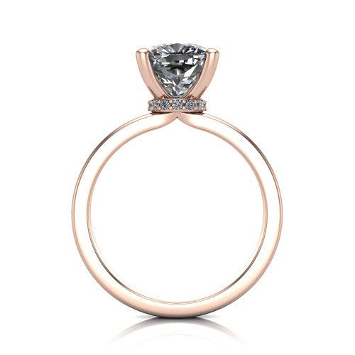 Thea Cushion Shape Classic Engagement Ring in 18K Rose Gold
