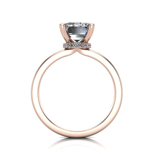 Thea Emerald Shape Classic Engagement Ring in 14K Rose Gold