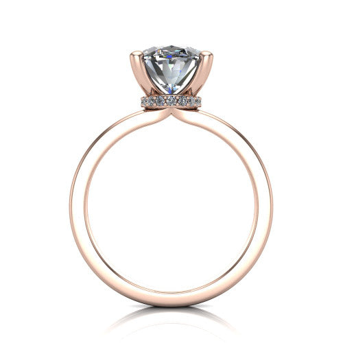 Thea Oval Shape Classic Engagement Ring in 14K Rose Gold