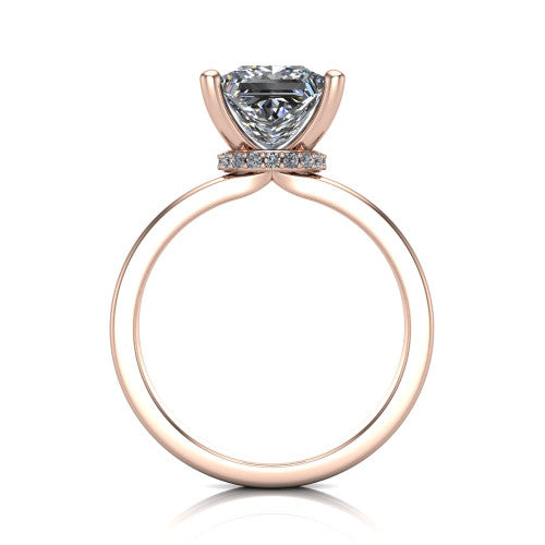 Thea Princess Shape Classic Engagement Ring in 14K Rose Gold