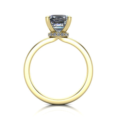 Thea Square Emerald Shape Classic Engagement Ring in 14K Yellow Gold
