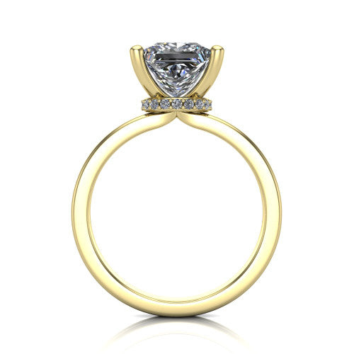 Thea Princess Shape Classic Engagement Ring in 14K Yellow Gold