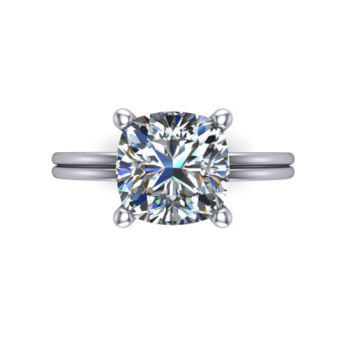 Thea Cushion Shape Classic Engagement Ring in 14K White Gold