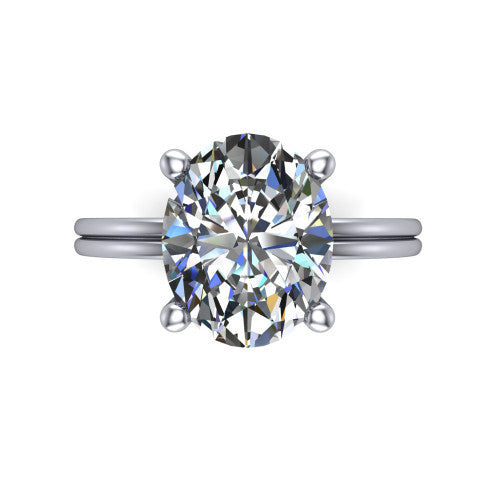 Thea Oval Shape Classic Engagement Ring in 18K White Gold