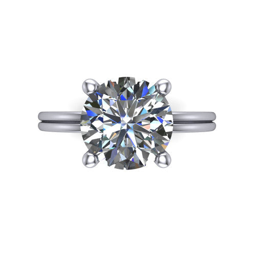 Thea Round Shape Classic Engagement Ring in Platinum