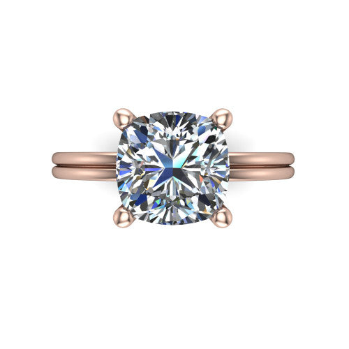 Thea Cushion Shape Classic Engagement Ring in 18K Rose Gold