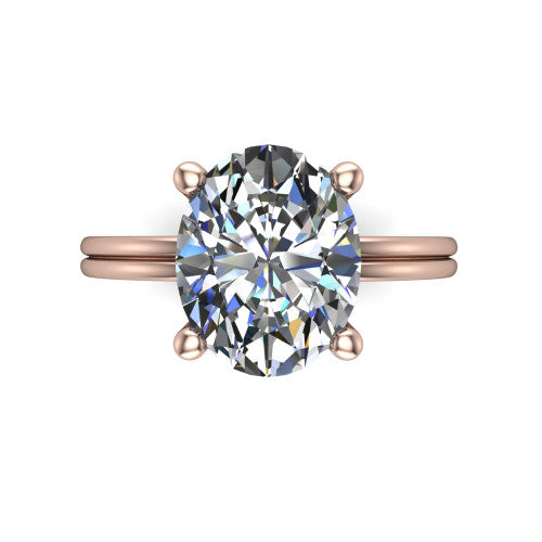 Thea Oval Shape Classic Engagement Ring in 18K Rose Gold