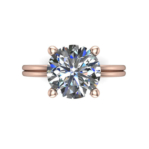 Thea Round Shape Classic Engagement Ring in 18K Rose Gold