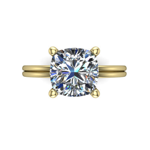 Thea Cushion Shape Classic Engagement Ring in 14K Yellow Gold