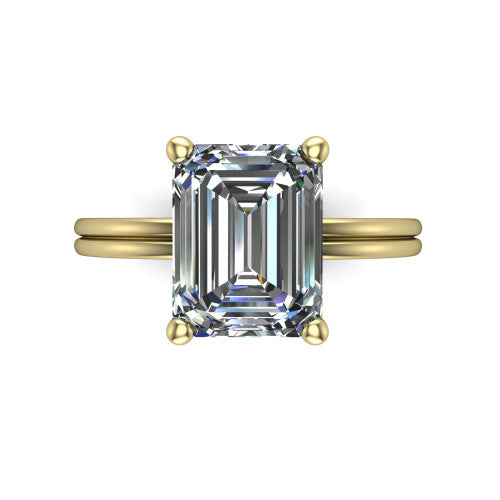 Thea Emerald Shape Classic Engagement Ring in 14K Yellow Gold