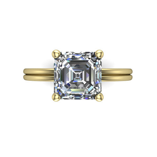 Thea Square Emerald Shape Classic Engagement Ring in 18K Yellow Gold
