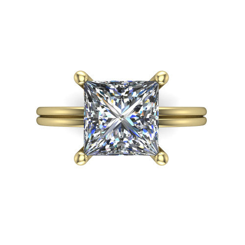 Thea Princess Shape Classic Engagement Ring in 18K Yellow Gold
