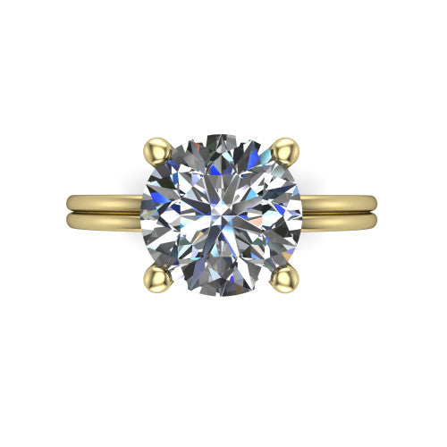 Thea Round Shape Classic Engagement Ring in 18K Yellow Gold