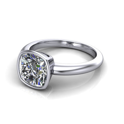 Vesper Cushion Shape Classic Engagement Ring in Platinum