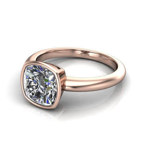 Vesper Cushion Shape Classic Engagement Ring in 14K Rose Gold