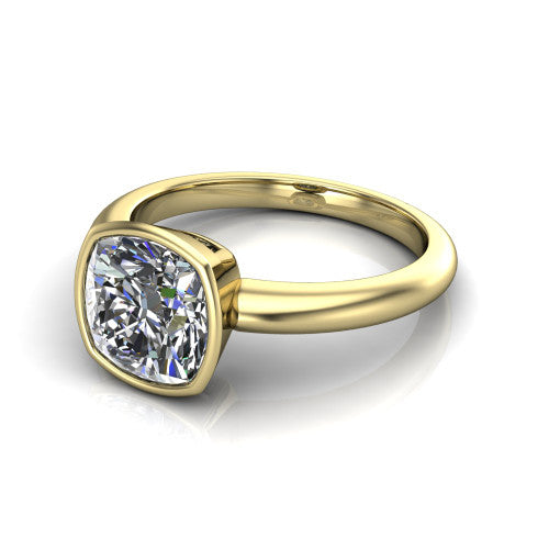 Vesper Cushion Shape Classic Engagement Ring in 14K Yellow Gold