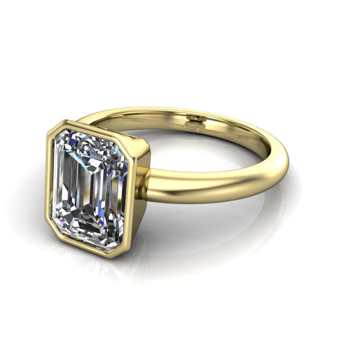 Vesper Emerald Shape Classic Engagement Ring in 18K Yellow Gold