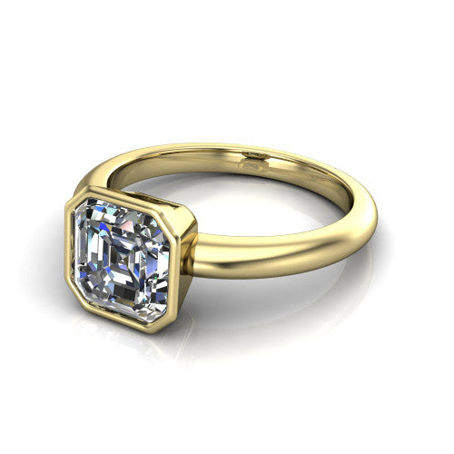 Vesper Square Emerald Shape Classic Engagement Ring in 18K Yellow Gold