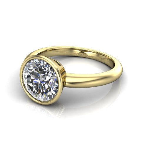 Vesper Round Shape Classic Engagement Ring in 18K Yellow Gold