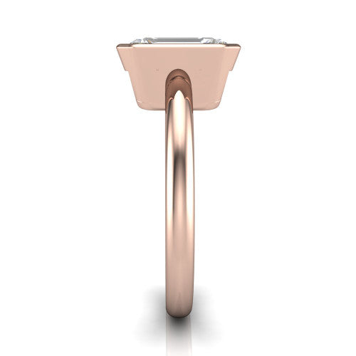 Vesper Emerald Shape Classic Engagement Ring in 18K Rose Gold