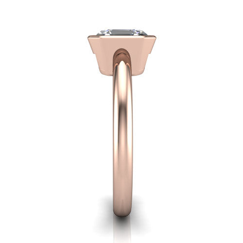Vesper Square Emerald Shape Classic Engagement Ring in 18K Rose Gold
