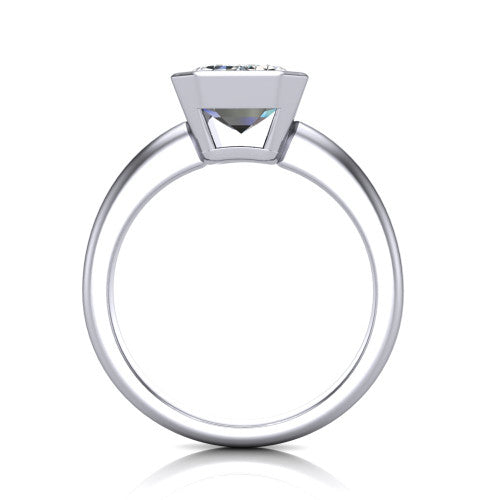 Vesper Emerald Shape Classic Engagement Ring in Platinum