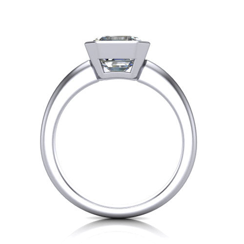 Vesper Square Emerald Shape Classic Engagement Ring in Platinum