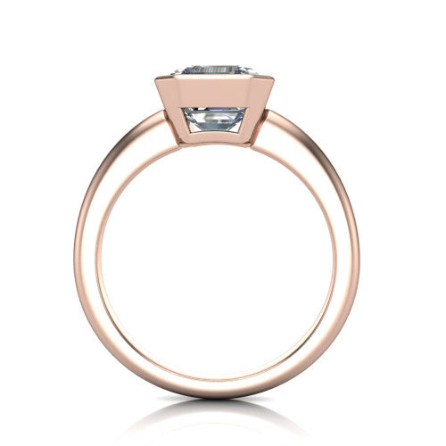 Vesper Square Emerald Shape Classic Engagement Ring in 14K Rose Gold