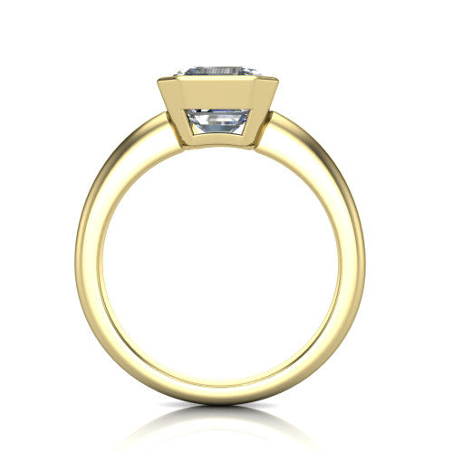 Vesper Square Emerald Shape Classic Engagement Ring in 14K Yellow Gold