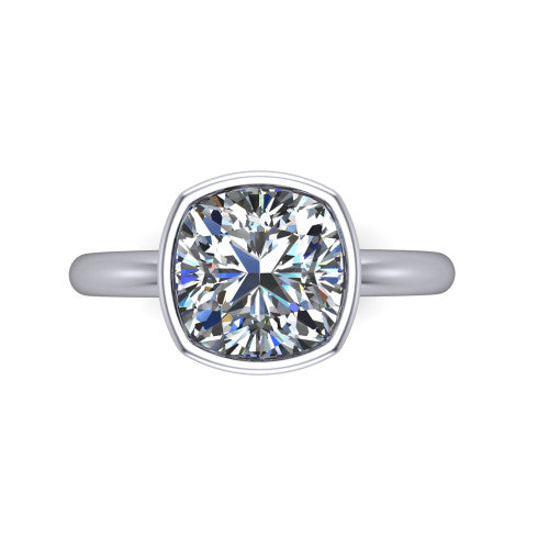 Vesper Cushion Shape Classic Engagement Ring in 14K White Gold
