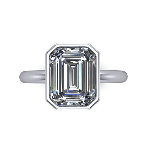 Vesper Emerald Shape Classic Engagement Ring in 14K White Gold
