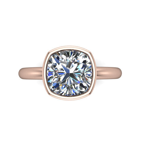 Vesper Cushion Shape Classic Engagement Ring in 18K Rose Gold