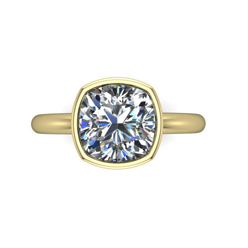 Vesper Cushion Shape Classic Engagement Ring in 14K Yellow Gold