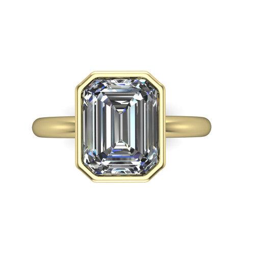 Vesper Emerald Shape Classic Engagement Ring in 18K Yellow Gold