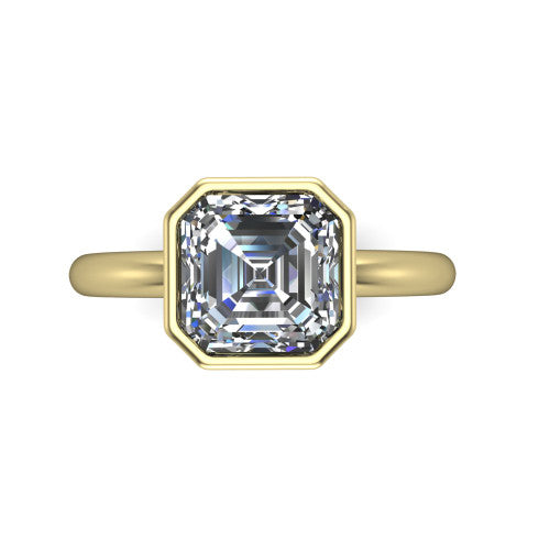 Vesper Square Emerald Shape Classic Engagement Ring in 14K Yellow Gold